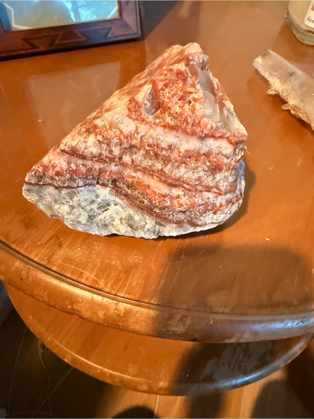 Natural Orangey-red and White calcite Decorative Stone - Unbranded